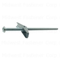 1/4"-20 x 6" Zinc Plated Steel Coarse Thread Slotted Round Head Toggle Bolts
