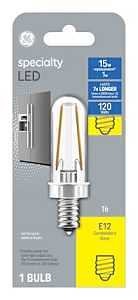 GE 13404 LED Bulb, T6 Lamp, 15 W Equivalent, E12 Candelabra Lamp Base, Soft White Light, 2700 K Colo