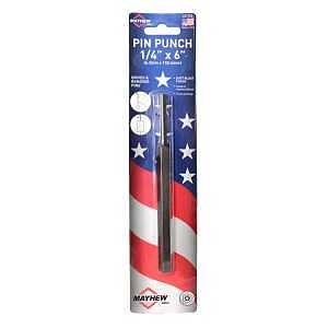 Mayhew 42702 Long Pin Punch, 1/4 in Tip, 6 in L, Hex Shank