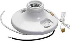 Legrand 280WHCC18 Pullchain Lamp Holder with Cage Neck, 250 V, 250 W, Phenolic Housing Material, Whi