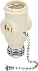 Legrand 1406ICC10 Lamp Holder/Outlet Adapter, 250 W, 2-Outlet, Ivory