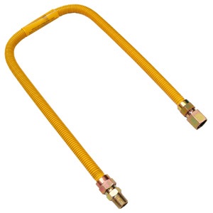 5/8 Inch X 36 Inch Gas Appliance Connector, Flexible Stainless Steel, Safety Coated, 3/4 Inch Pipe T