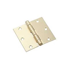 National Hardware N830-332 Square Corner Door Hinge, 3-1/2 in H Frame Leaf, Steel, Satin Brass, Full