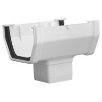 Raingo 5 In. Vinyl White Gutter Drop Outlet