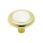 Amerock Allison Round Cabinet Knob 1-1/4 In. Dia. 15/16 In. Polished Brass White 1 Pk
