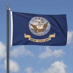 Valley Forge BTUSNV3 Military Navy Flag, Nylon, Dark Blue Background, 5 ft L, 3 ft W