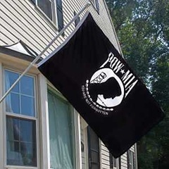 Valley Forge BTPOW3 Pow-Mia Military Flag, Nylon, White Legend, Black Background, 5 ft L, 3 ft W