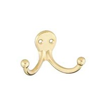 National Hardware V163 N199-224 Cloth Hook, 35 lb, 2-Hook, Zinc, Brass