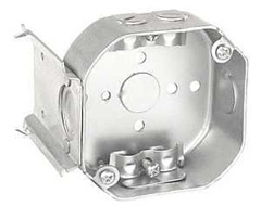 Southwire 54171-JBR-UPC Octagon Bracketed Box, 4 in OAW, 2-1/8 in OAD, 7-Knockout, Steel Housing Mat
