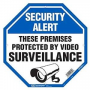 Hy-Ko OCT-100 Property Sign, Octagonal, SECURITY ALERT THESE PREMISES PROTECTED BY VIDEO SURVEILLANC