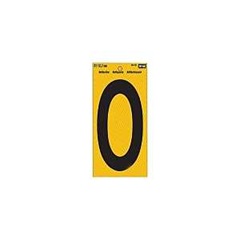 Hy-Ko RV-75/0 Reflective Sign, Character: 0, 5 in H Character, Black Character, Yellow Background, V