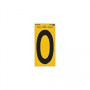 Hy-Ko RV-75/0 Reflective Sign, Character: 0, 5 in H Character, Black Character, Yellow Background, V