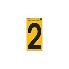 Hy-Ko RV-75/2 Reflective Sign, Character: 2, 5 in H Character, Black Character, Yellow Background, V