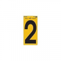 Hy-Ko RV-75/2 Reflective Sign, Character: 2, 5 in H Character, Black Character, Yellow Background, V