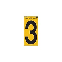 Hy-Ko RV-75 Series RV-75/3 Self-Adhesive Reflective Number, Character: 3, 5 in H Character, Black Ch