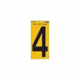 Hy-Ko RV-75 Series RV-75/4 Self-Adhesive Reflective Number, Character: 4, 5 in H Character, Black Ch