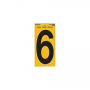 Hy-Ko RV-75/6 Reflective Sign, Character: 6, 5 in H Character, Black Character, Yellow Background, V