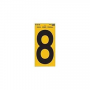 Hy-Ko RV-75/8 Reflective Sign, Character: 8, 5 in H Character, Black Character, Yellow Background, V