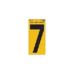 Hy-Ko RV-75/7 Reflective Sign, Character: 7, 5 in H Character, Black Character, Yellow Background, V