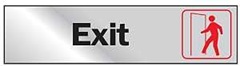 Hy-Ko 471 Graphic Sign, Exit, Silver Background, Vinyl, 2 in H x 8 in W Dimensions
