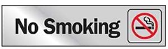Hy-Ko 472 Graphic Sign, No Smoking, Silver Background, Vinyl, 2 in H x 8 in W Dimensions
