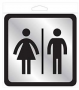 Hy-Ko 493 Restroom Sign with Frame, Silver Background, Plastic, 4 in H x 4 in W Dimensions