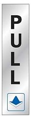 Hy-Ko 498 Sign, Pull, Silver Background, Vinyl, 2 x 8 in Dimensions