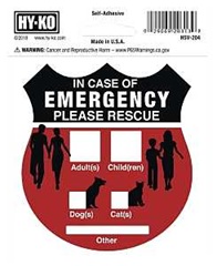 Hy-Ko HSV-204 Graphic Sign, IN CASE OF EMERGNCY PLEASE RESCUE, Silver Background, Vinyl, 4 in H x 4 