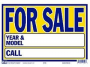 Hy-Ko 22406 Neon Sign, FOR SALE, YEAR & MODEL, CALL, Blue Legend, Yellow Background, Plastic