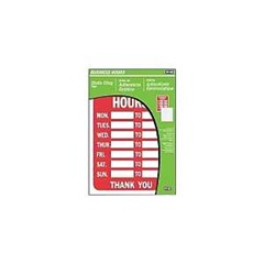 Hy-Ko KIT-603 Static Cling Kit, BUSINESS HOURS, Red Legend, White Background, Plastic, 12 in H x 8-1