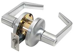 Tell Manufacturing CL100016 Privacy Lever, Pushbutton Lock, Satin Chrome, Steel, Reversible Hand, 2 