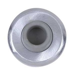 Tell Manufacturing DT100084 Stop and Bumper, Silver, 2-1/2 in Dia Base, 1 in Projection, Iron, Satin