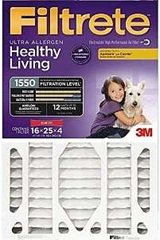 Filtrete Ultra Allergen Healthy Living 1550 Slim Fit Air Filter, 16 in x 25 in x 4 in