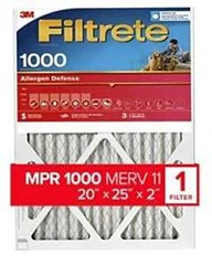Filtrete Allergen Defense 100 Air Filter, 20 in x 25 in x 1 in