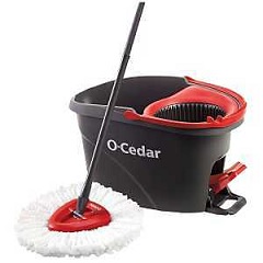O-Cedar EasyWring Spin Mop and Bucket System, Microfiber Mop Head, Red Mop Head, Metal Handle