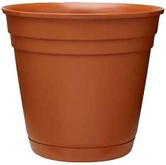 Southern Patio RN0812TC Planter with Saucer, 8 in Dia, Round, Poly Resin, Terracotta, Matte