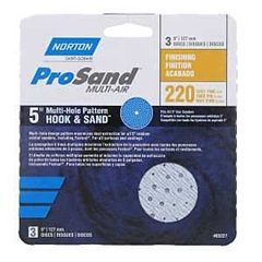 Norton 03227 Sanding Disc, 5 in Dia, 11/16 in Arbor, Coated, P220 Grit, Very Fine, Spiral, Alumina C