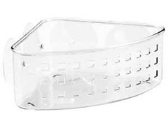iDESIGN 41900 Corner Basket, 6 lb Capacity, 10.2 in OAW, 4.3 in OAD, 5.2 in OAH, Plastic, Clear