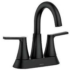 Moen Mikah 84311 Series 84311BL Bathroom Faucet, 1.2 gpm, 2-Handle, 3-Faucet Hole, Metal, Matte Blac
