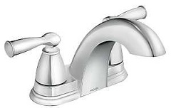 Moen Banbury 84942 Series Centerset Bathroom Faucet, Low Arc Spout, Chrome, 6-1/2 in Plate Size, 4-1