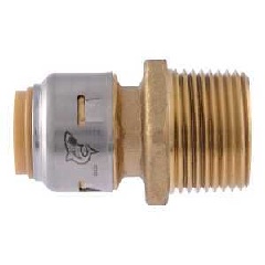 SharkBite Max UR116A Pipe Coupling, 1/2 in PTC x 3/4 in MNPT, Brass, 250 psi Pressure