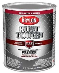 Krylon Rust Tough K09721008 Primer, Ultra Flat, Red Oxide/Rusty Metal, 1 qt