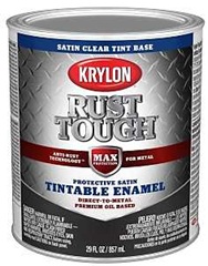 Krylon Rust Tough K09728008 Enamel Paint, Satin Sheen, Clear, 1 qt, 400 sq-ft/gal Coverage Area