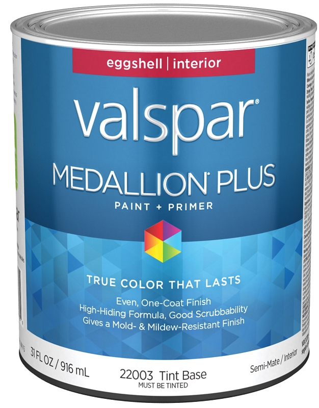 Valspar Medallion Plus 2200 028.0022003.005 Latex Paint, Acrylic Base, Eggshell Sheen, Tint Base, 1 