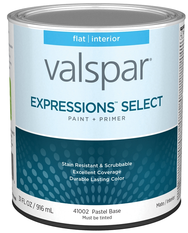Valspar Expressions Select 4100 028.0041002.005 Latex Paint, Acrylic Base, Flat Sheen, Pastel Base, 