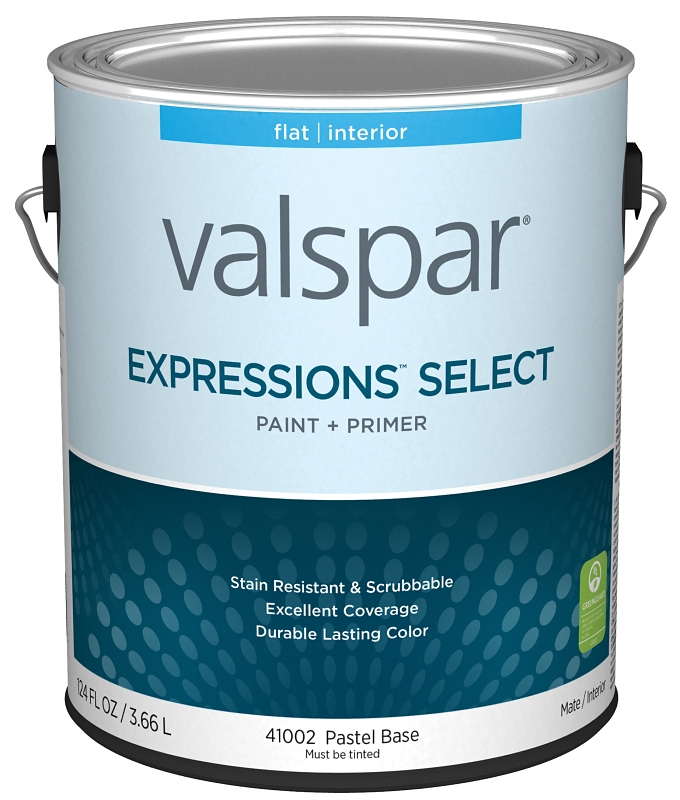 Valspar Expressions Select 4100 028.0041002.007 Latex Paint, Acrylic Base, Flat Sheen, Pastel Base, 