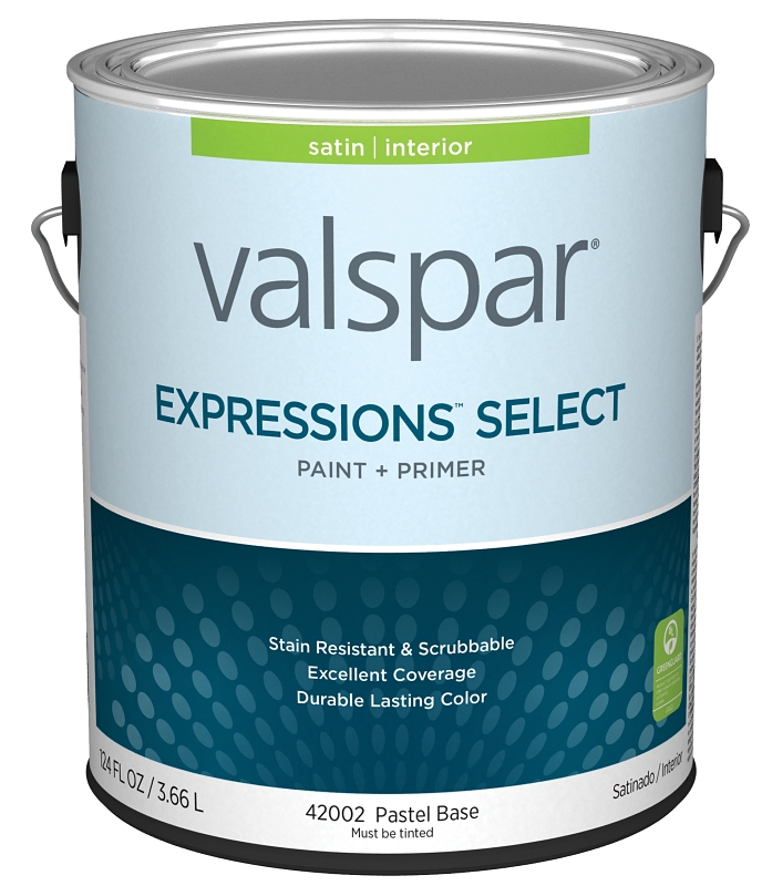 Valspar Expressions Select 4200 028.0042002.007 Latex Paint, Acrylic Base, Satin Sheen, Pastel Base,