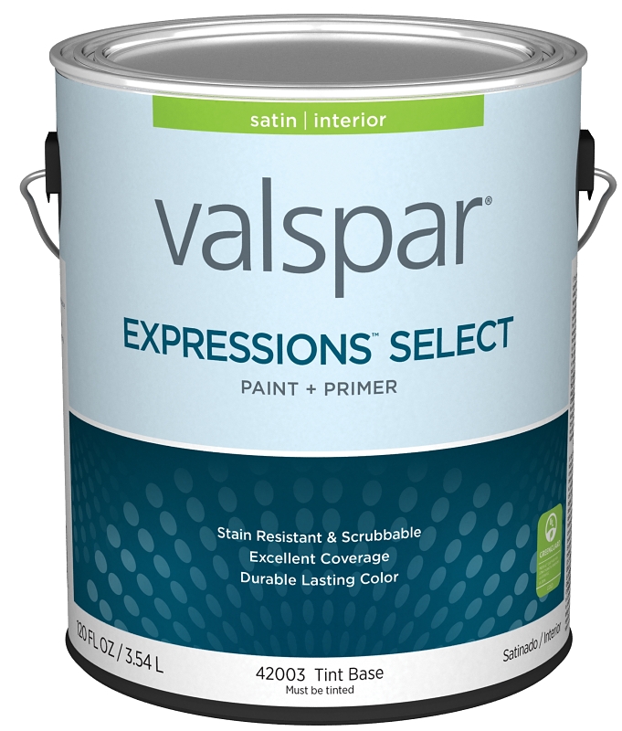 Valspar Expressions Select 4200 028.0042003.007 Latex Paint, Acrylic Base, Satin Sheen, Tint Base, 1