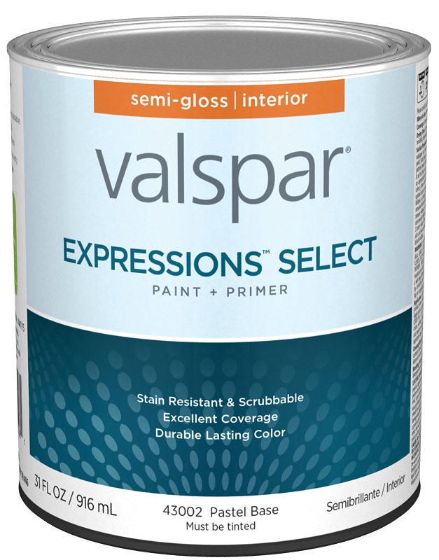 Valspar Expressions Select 4300 028.0043002.005 Latex Paint, Acrylic Base, Semi-Gloss Sheen, Pastel 
