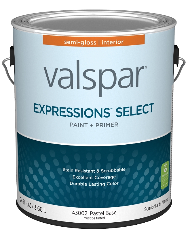 Valspar Expressions Select 4300 028.0043002.007 Latex Paint, Acrylic Base, Semi-Gloss Sheen, Pastel 